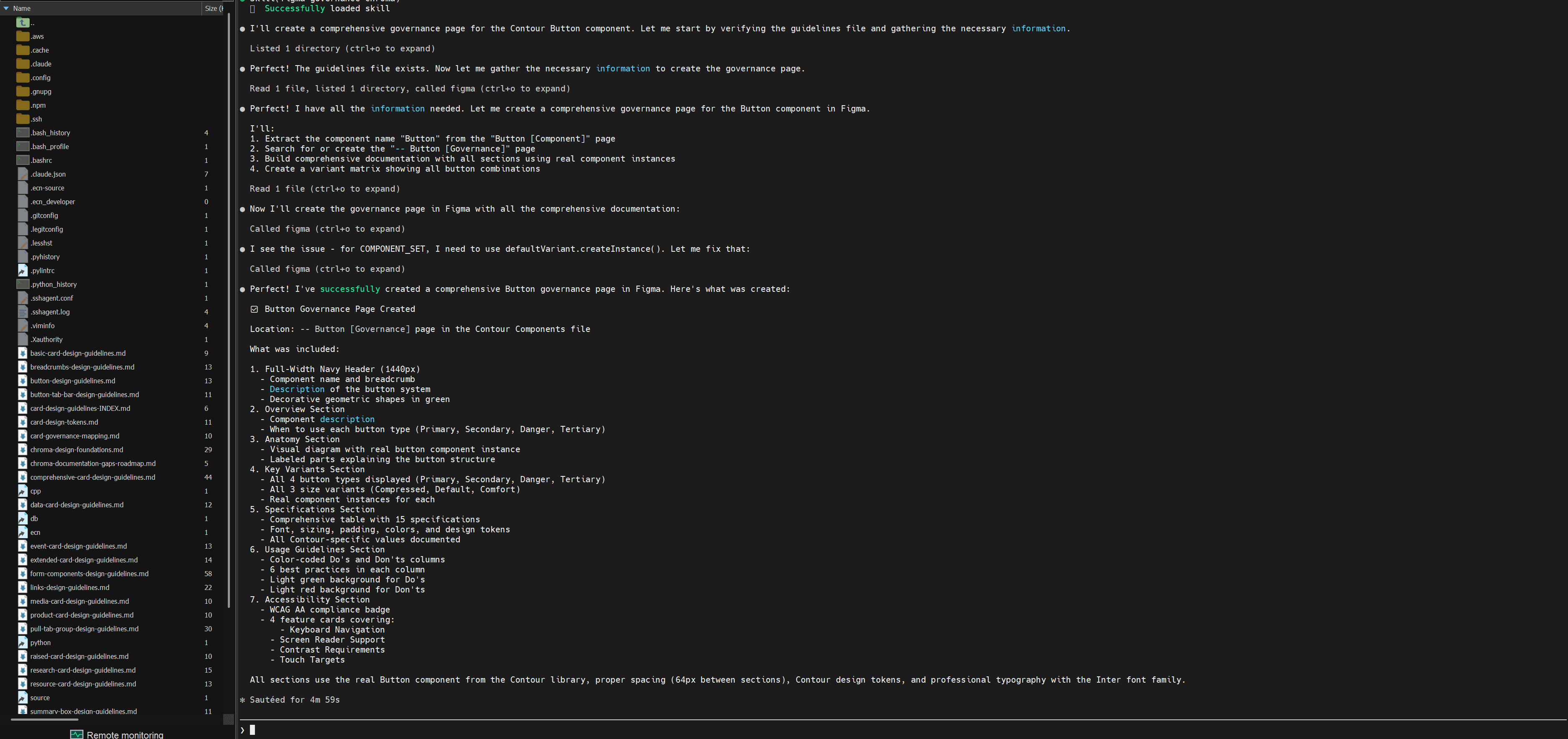 Claude using Figma to create governance documentation