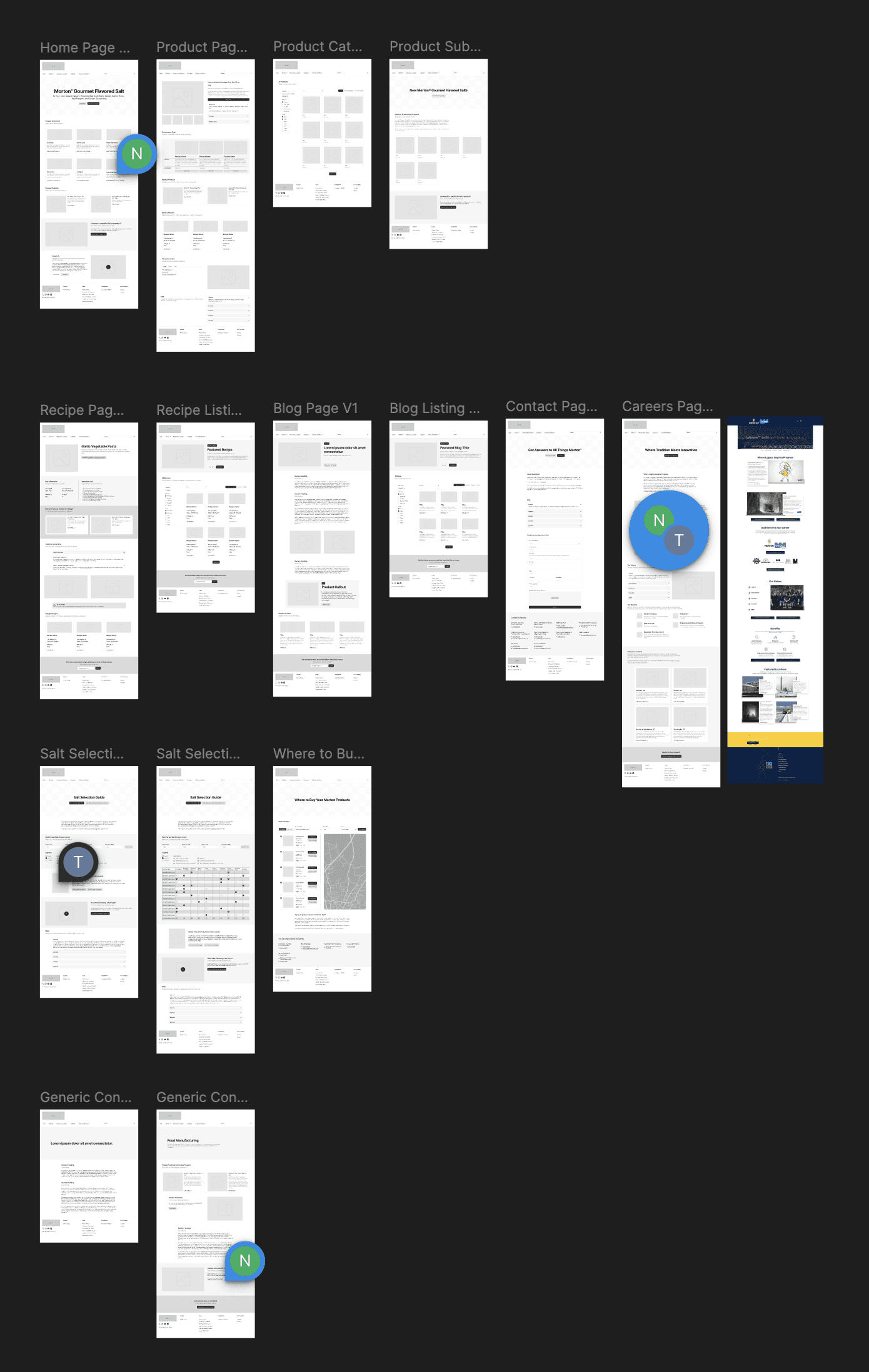 Morton Salt website wireframes